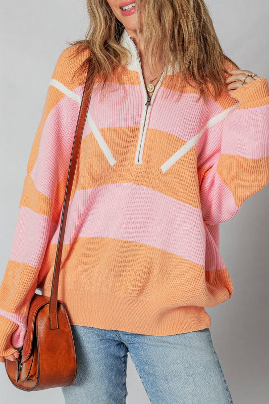 Claire Half Zip Oversized Sweater-Sweater-Reef Love