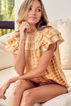 Tiered Ruffle Neck Tie Dye Top-Reef Love