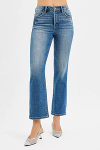 RISEN Tummy Control High Rise Crop Straight Jeans-RISEN-Reef Love