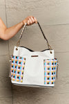 Women’s Three piece handbag set includes a Large Shoulder Bag, a Solid Bag, and a charming Heart Coin Pouch.