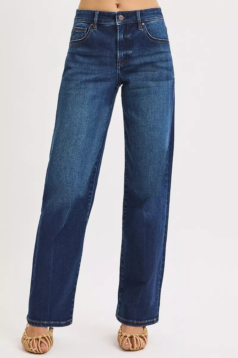 RISEN Mid Rise Wide Leg Baggy Jeans