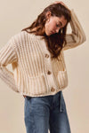 SO ME Metal Button Long Sleeve Chunky Sweater Cardigan-Reef Love Boutique