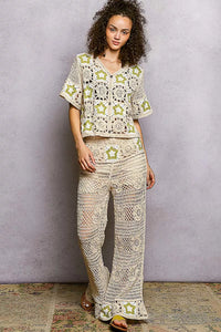 Starry Coast Openwork Crochet Flare Pants-Reef Love