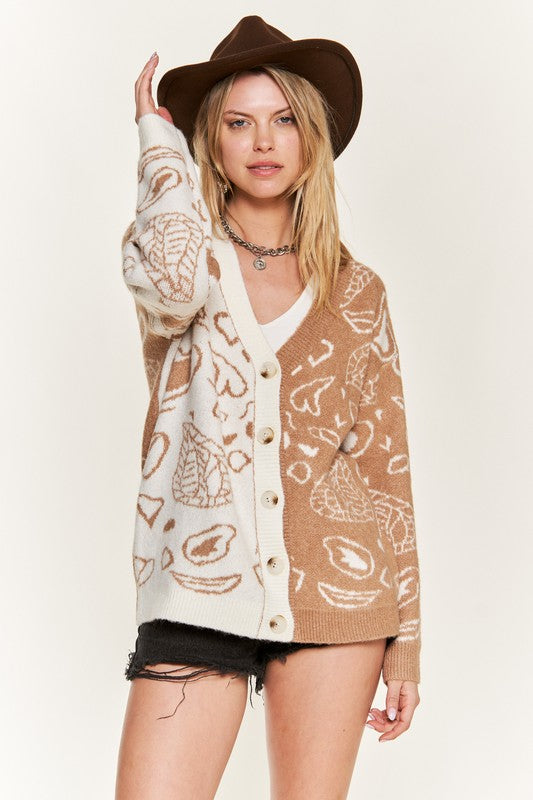 Heart Paisley Color-block Cardigan-Jade By Jane-Reef Love