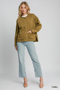 Camel Textured Jacquard Jacket