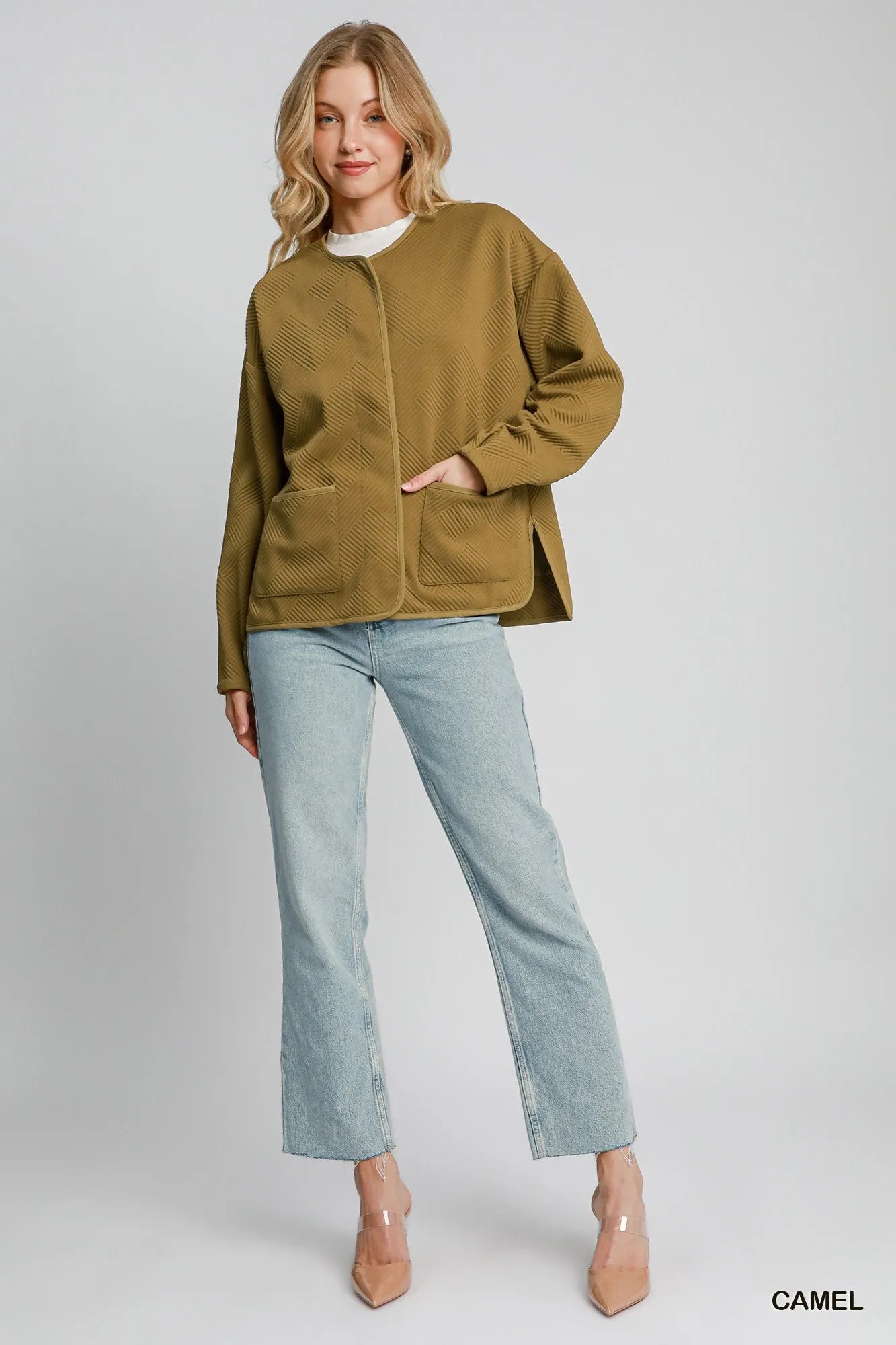 Camel Textured Jacquard Jacket