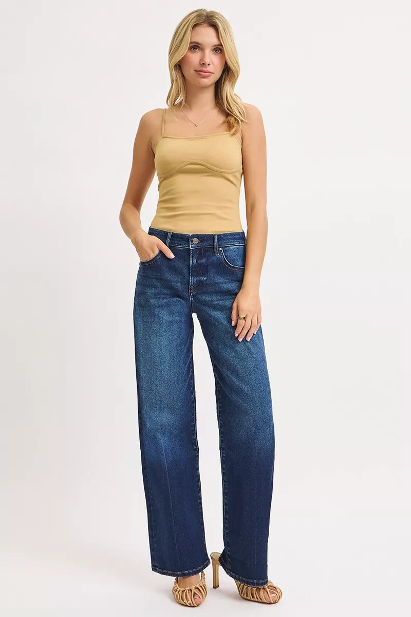 RISEN Mid Rise Wide Leg Baggy Jeans