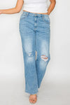 bytos Distressed High Rise Straight Jeans