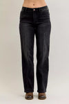 Judy Blue Straight Leg Western Seam Detail Jeans, Black