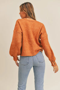 MABLE Long Sleeve Button Down Sweater Cardigan, Rust-Mable-Reef Love