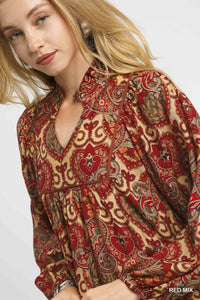 Boho Mix Paisley Babydoll Mini Dress