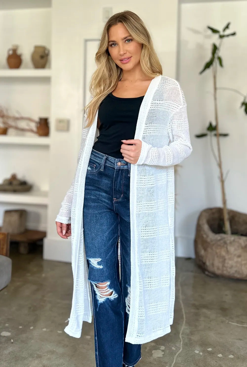 Lightweight Open Front Longline Cardigan-Double Take-Reef Love