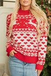 Christmas Reindeer and Heart High Neck Sweater-Reef Love