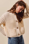 SO ME Metal Button Long Sleeve Chunky Sweater Cardigan-Reef Love Boutique