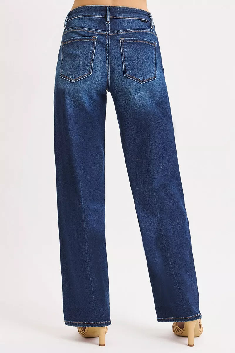 RISEN Mid Rise Wide Leg Baggy Jeans