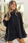 Quilted Vintage Washed Half Zip Sweatshirt