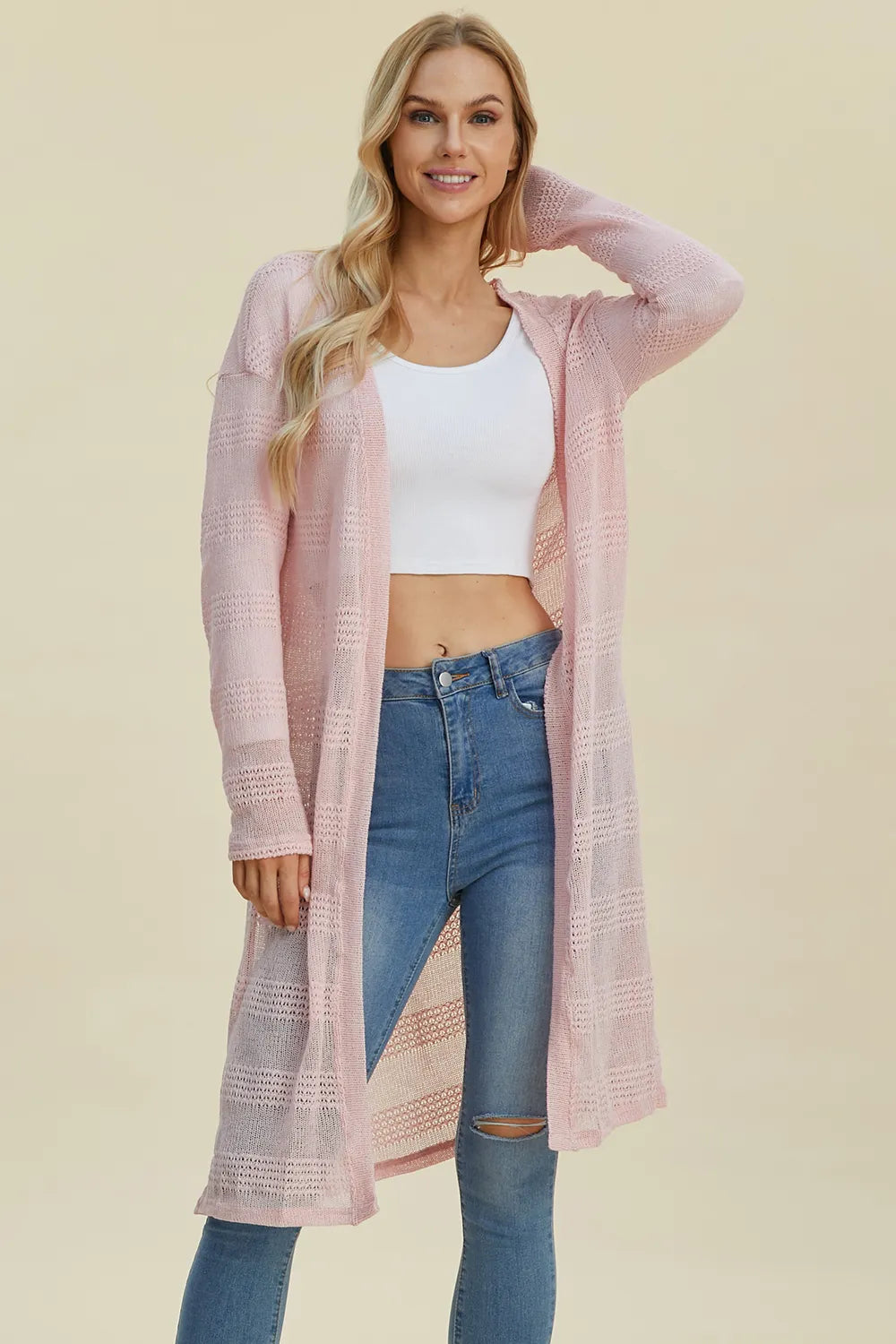 Lightweight Open Front Longline Cardigan-Double Take-Reef Love