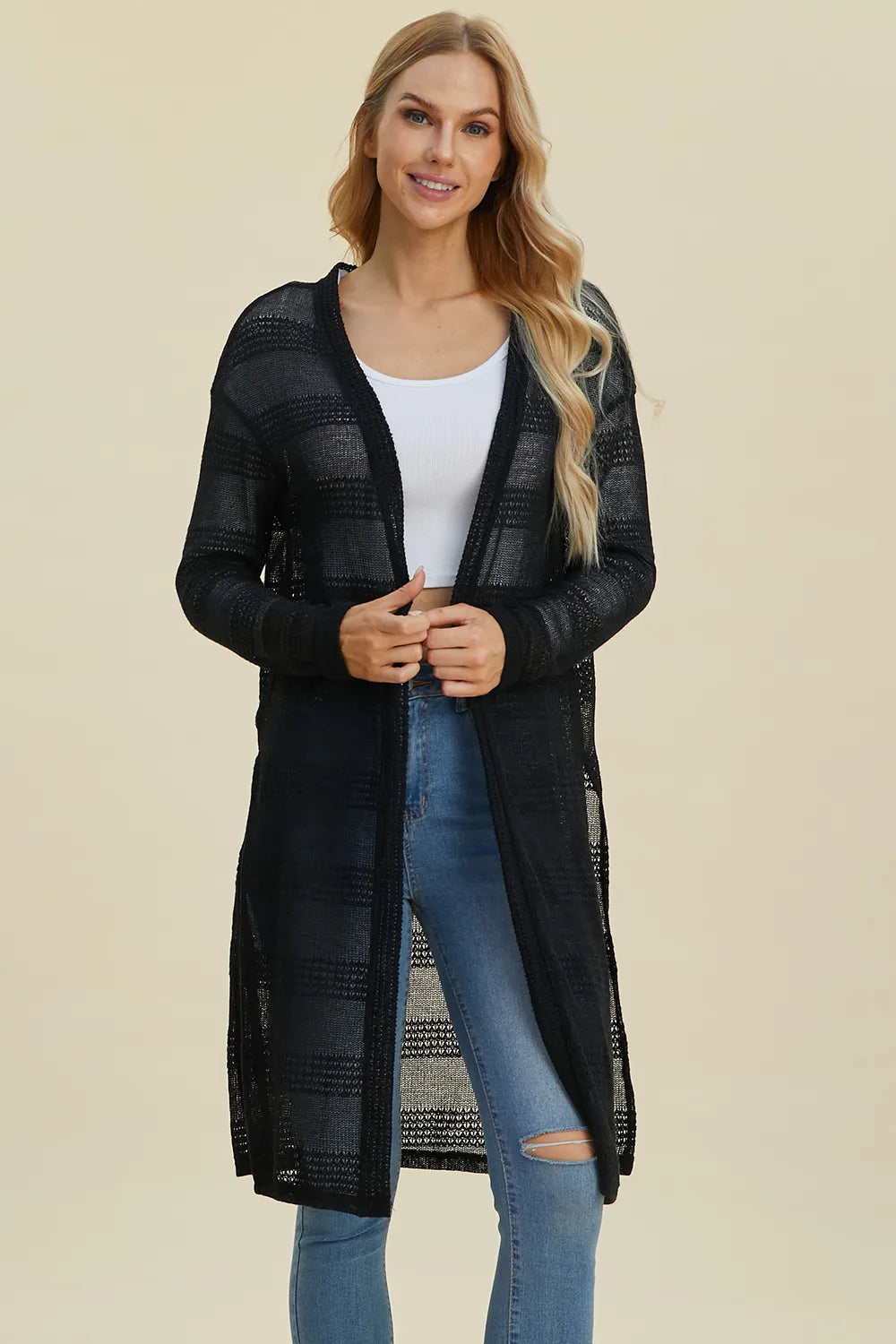 Lightweight Open Front Longline Cardigan-Double Take-Reef Love