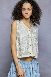Meadow Muse Cropped Crochet Button-Down Top-Reef Love