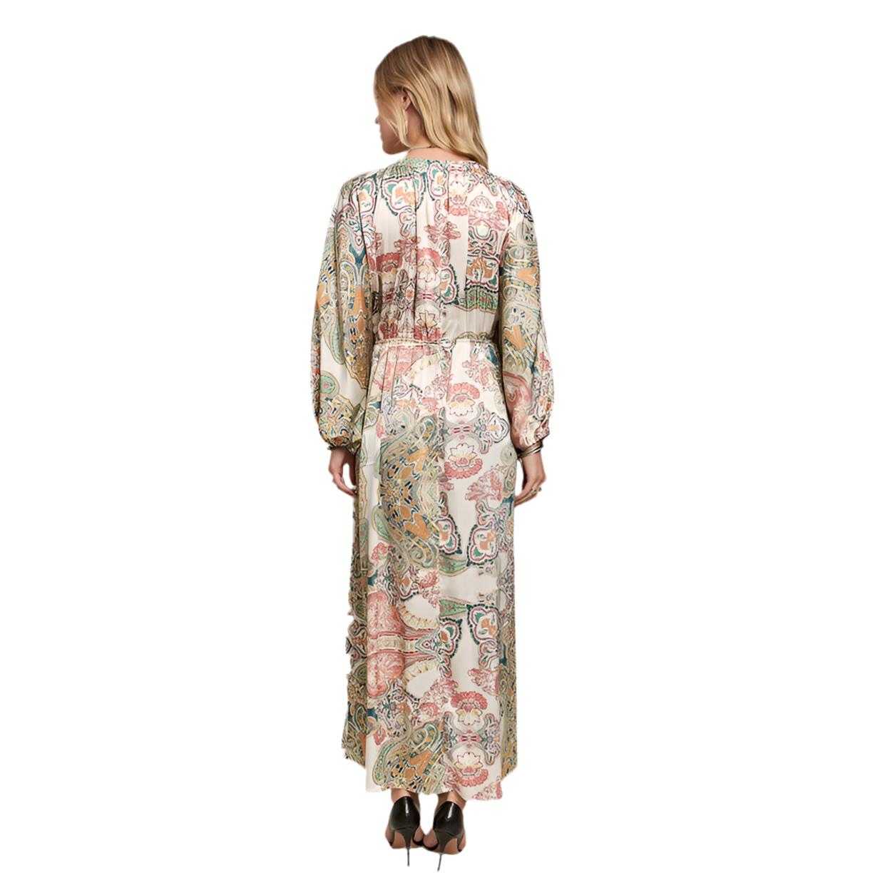 Isla Boho Printed V-Neck Batwing Sleeve Dress by ADORA-The Printed Batwing Sleeve Dress is a stylish and chic addition to your wardrobe. With flowy batwing sleeves, this dress offers a relaxed yet elegant look. -Reef Love Boho-Chic Boutique