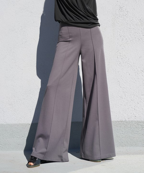Bamboo Ponte Wide-Leg Full Length Pants-Bamboo Ponte Wide-Leg Pants, crafted from exclusive bamboo ponte fabric for softness, structure, and all-day comfort. High-waisted, flattering for any occasion.-Reef Love Boutique