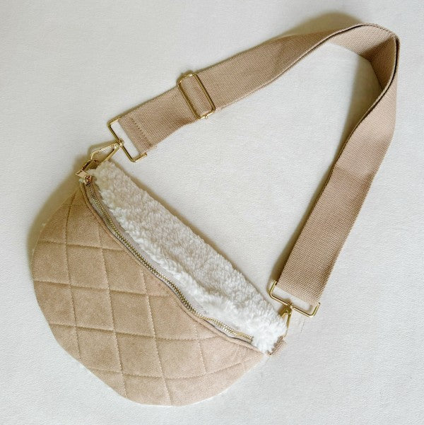 Fuzzy Quilted Luxe Crossbody Sling Bag