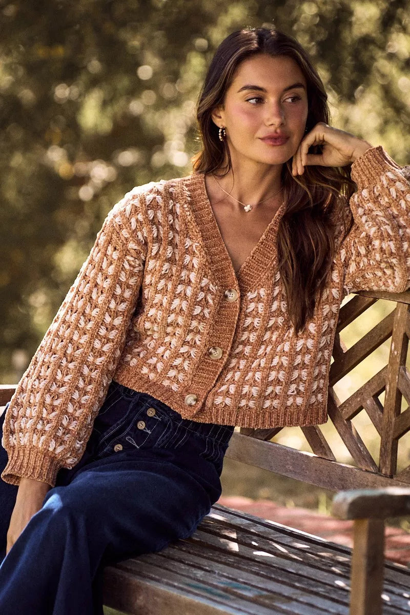 Soft Chenille Yarn Texture Button Sweater Cardigan-So Me-Reef Love