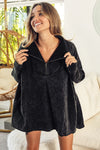 Quilted Vintage Washed Half Zip Sweatshirt