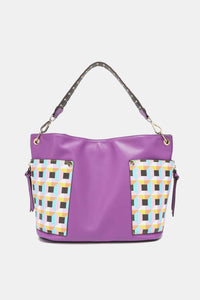 Women’s Three piece handbag set includes a Large Shoulder Bag, a Solid Bag, and a charming Heart Coin Pouch.