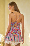 Floral Smocked Sleeveless Ruffle Back Tie Top-Reef Love