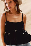Holiday Velvet Ribbon Rhinestone Christmas Top