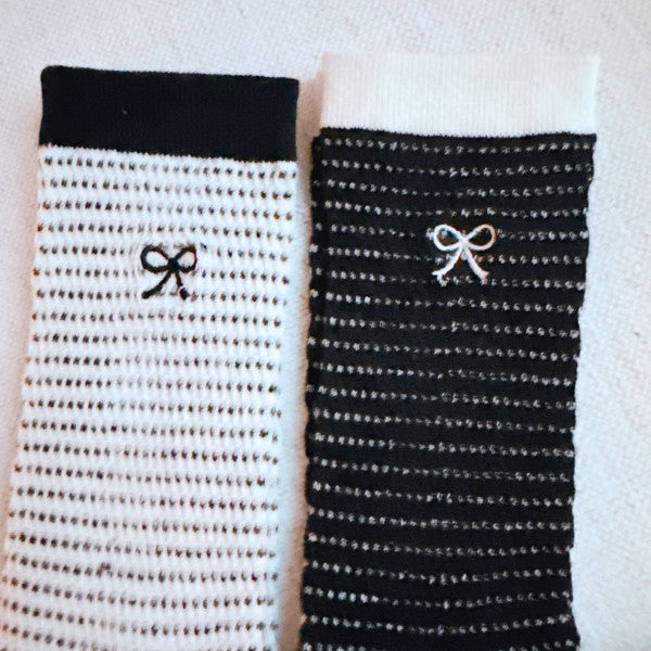 A Bow Over Stripes Socks, Pack of 2-A Bow Over Stripes Socks, Pack of 2. These lovely socks feature a stylish bow design paired with modern stripes, making them a must-have accessory. 