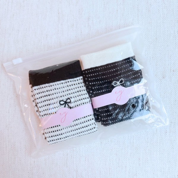A Bow Over Stripes Socks, Pack of 2-A Bow Over Stripes Socks, Pack of 2. These lovely socks feature a stylish bow design paired with modern stripes, making them a must-have accessory. 