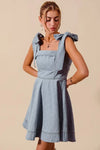 A Line Fit and Flare Diamond Bow Ribbon Denim Dres-This A-line fit and flare diamond bow ribbon denim dress is a charming and stylish choice for a variety of occasions. The fit and flare silhouette is flattering and versatile-Reef Love Boho-Chic Boutique