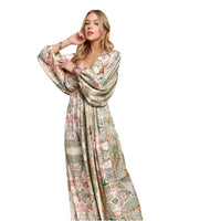 Isla Boho Printed V-Neck Batwing Sleeve Dress by ADORA-The Printed Batwing Sleeve Dress is a stylish and chic addition to your wardrobe. With flowy batwing sleeves, this dress offers a relaxed yet elegant look. -Reef Love Boho-Chic Boutique