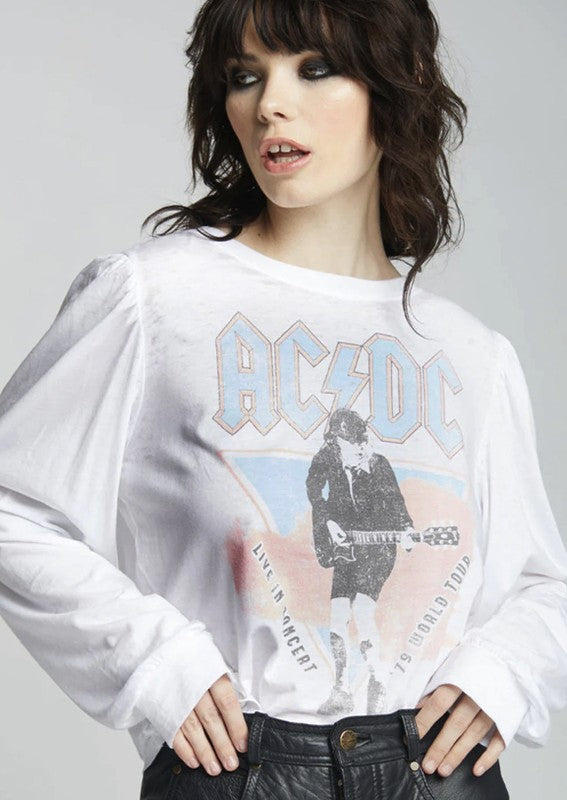 AC/DC 1979 World Tour Puff Sleeve-Reef Love
