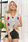 ADORA Short Sleeveless Flower Top, Blue Stripe-Knit Top-Reef Love