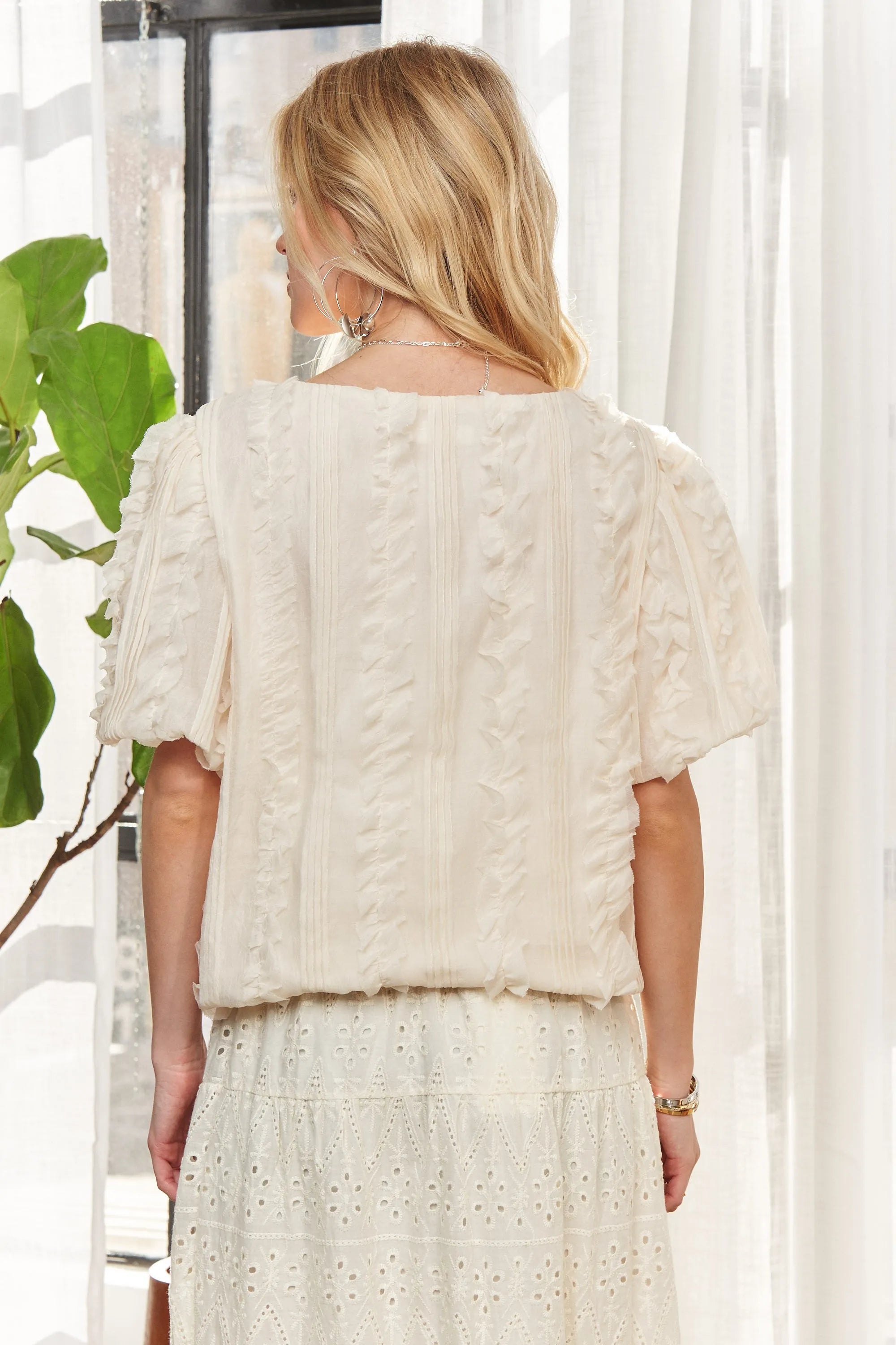 ADORA Solid Puff Sleeves Knit Top-Knit Top-Reef Love