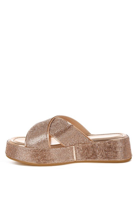 Adena Rhinestone Embellished Flatform Sandals - Reef Love