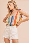 Aemi + Co Contrast Striped Scoop Neck Tie Shoulder Tank