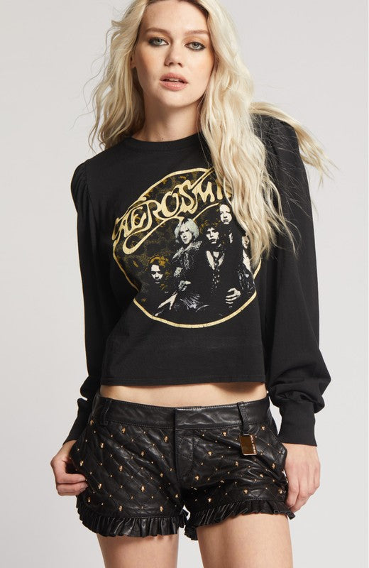 Aerosmith Back In The Saddle Puff Long Sleeve Tee-Reef Love