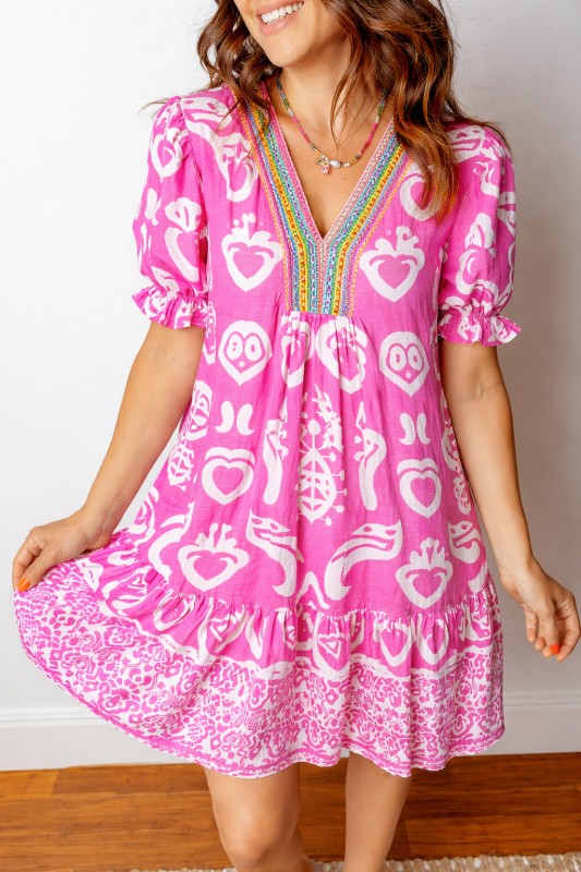 Alaia Short Sleeve Flared Mini Dress-Reef Love