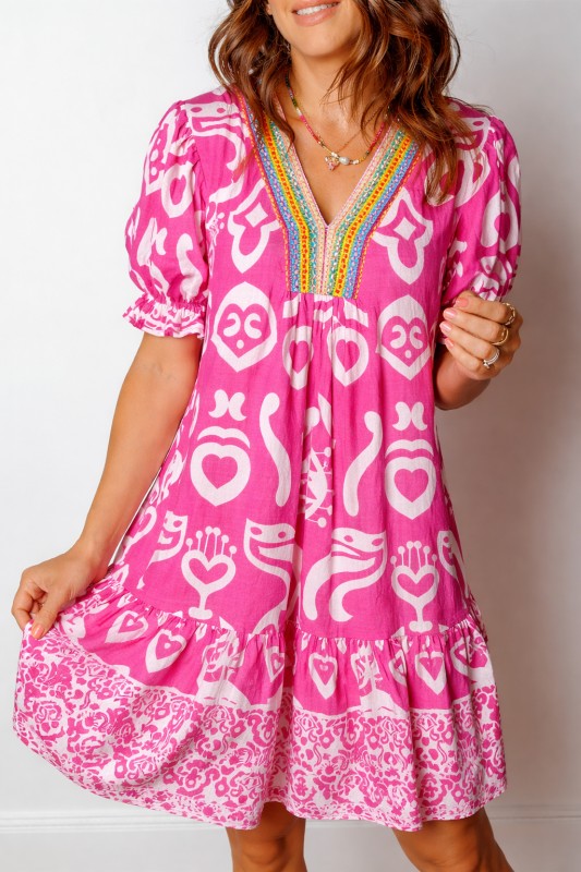 Alaia Short Sleeve Flared Mini Dress-Reef Love