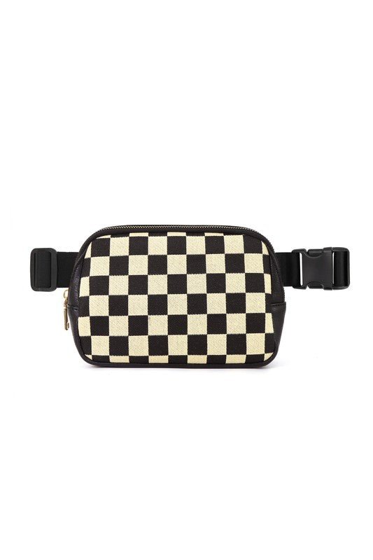 Alva Mixed Media Check Sling Belt Bum Bag