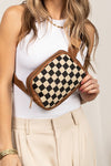 Alva Mixed Media Check Sling Belt Bum Bag