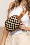Alva Mixed Media Check Sling Belt Bum Bag
