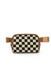 Alva Mixed Media Check Sling Belt Bum Bag