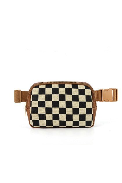 Alva Mixed Media Check Sling Belt Bum Bag