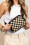 Alva Mixed Media Check Sling Belt Bum Bag