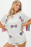 American Flag Sequin Ribbon T-Shirt-Reef Love